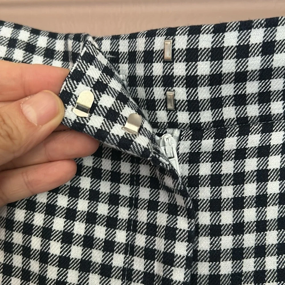 J.Crew Hayden kickout crop pant in gingham stretch linen Blue White Size 12